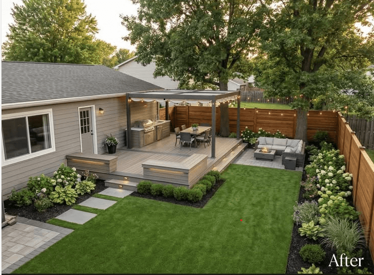 After landscaping transformation