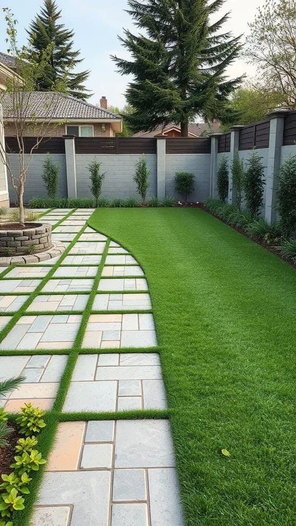 Grass and paver pathway